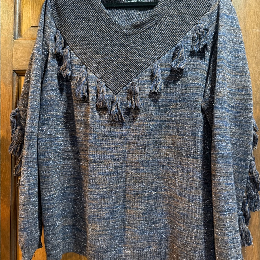 Scotch and Soda blue purple Sweater with Tassel Details